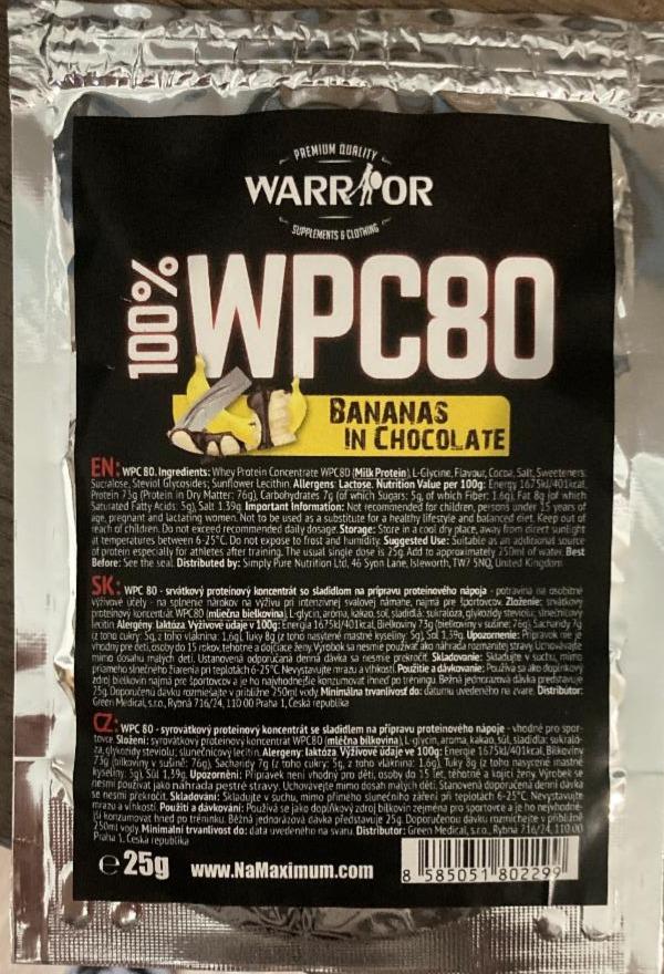 Fotografie - Warrior WPC80 protein bananas in chocolate
