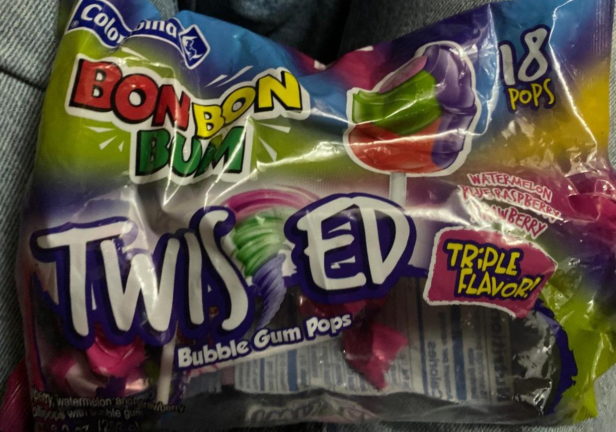 Fotografie - BON BON BUM Twisted Bubble Gum Pops Colombina
