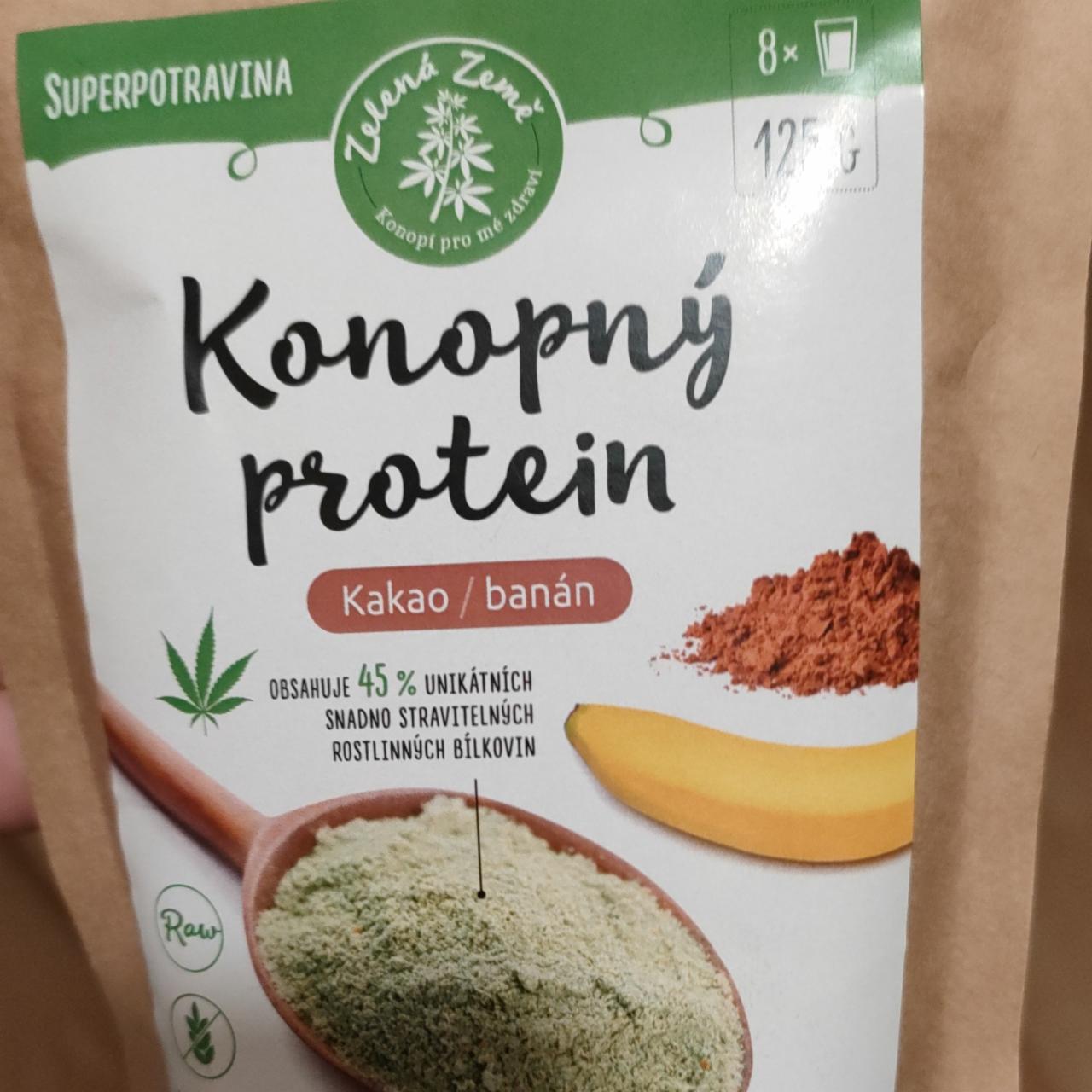 Fotografie - Konopný protein kakao / banán Zelená Země