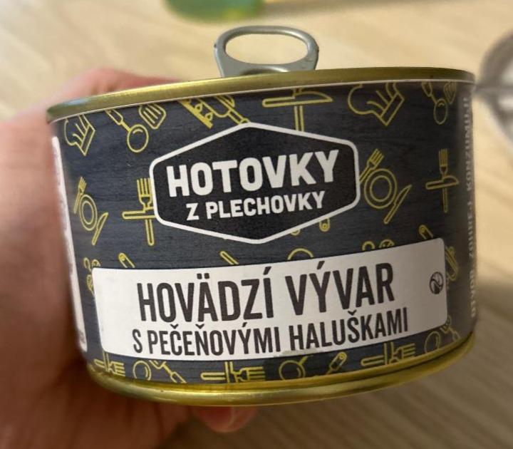 Fotografie - Hovädzí vývar s pečeňovými haluškami Hotovky z plechovky