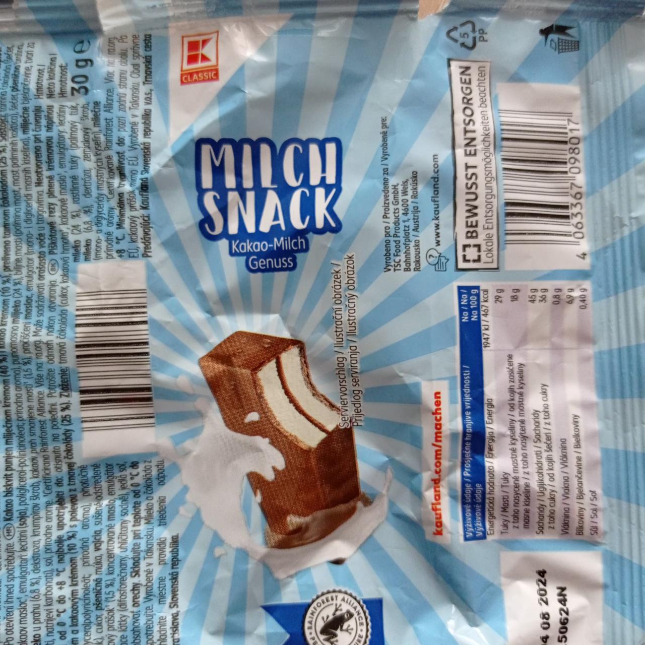 Fotografie - Milch snack kakao-milch Genuss K-Classic