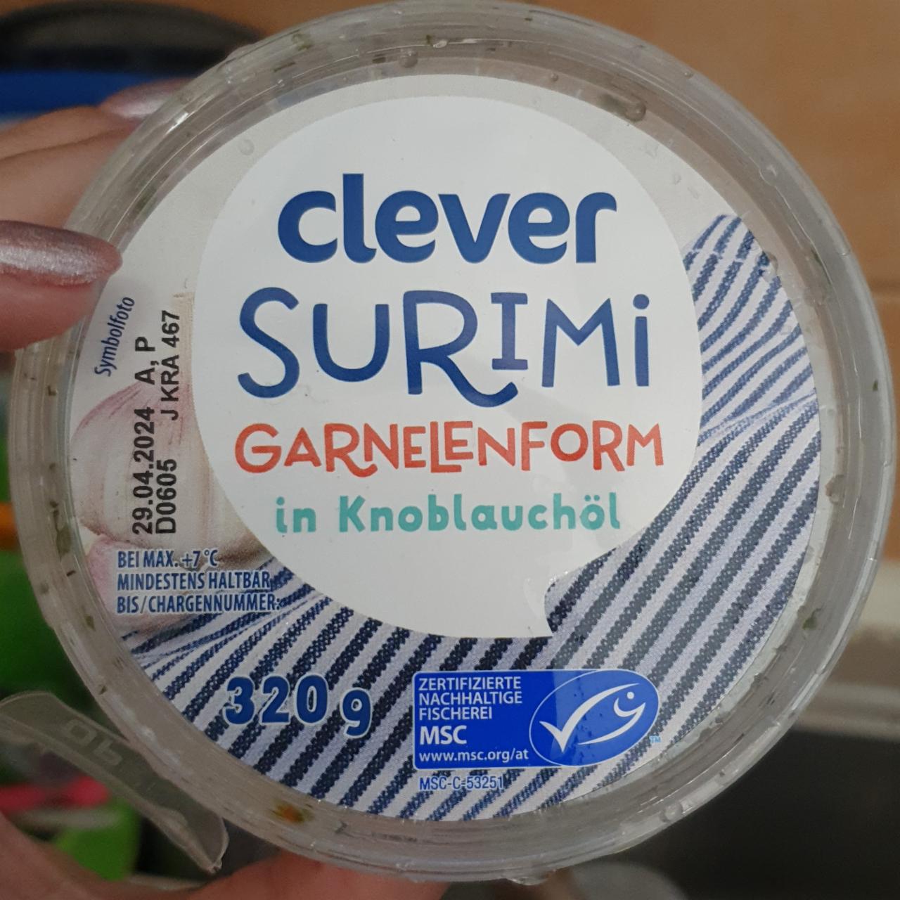 Fotografie - Surimi Garnelenform in Knoblauchöl Clever