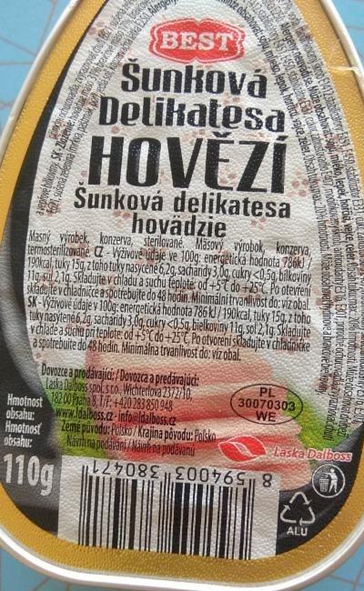 Fotografie - šunková delikatesa hovězí BEST