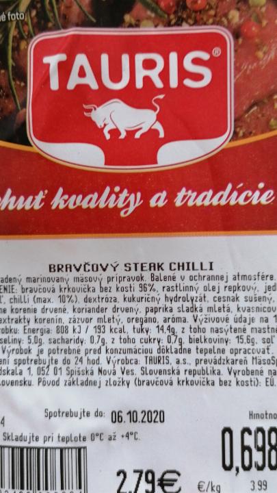 Fotografie - Bravčový steak chilli Tauris