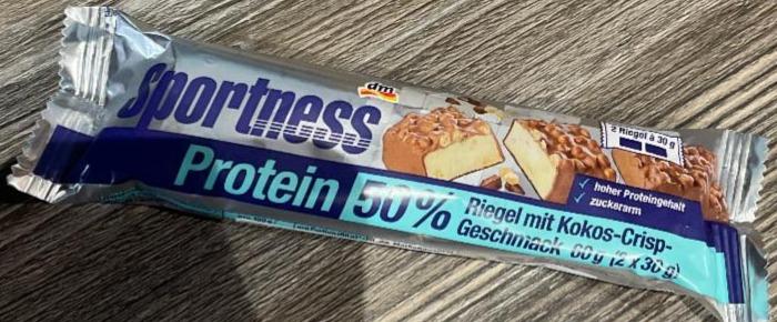 Fotografie - Protein 50% Riegel mit Kokos-Crisp-Geschmack Sportness