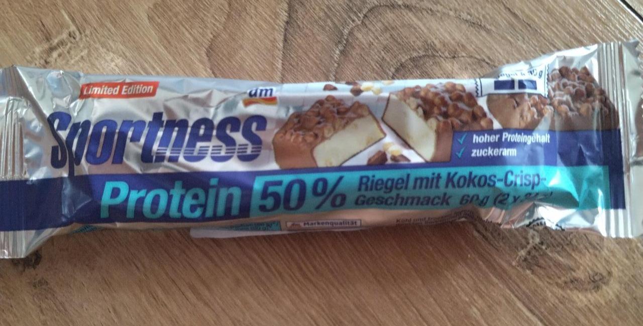 Fotografie - Protein 50% Riegel mit Kokos-Crisp-Geschmack Sportness
