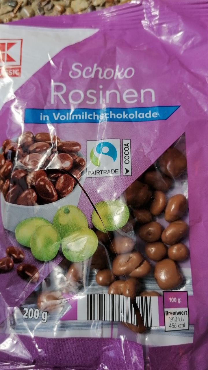 schoko rosinen in vollmilchschokolade K-Classic - kalórie, kJ a ...