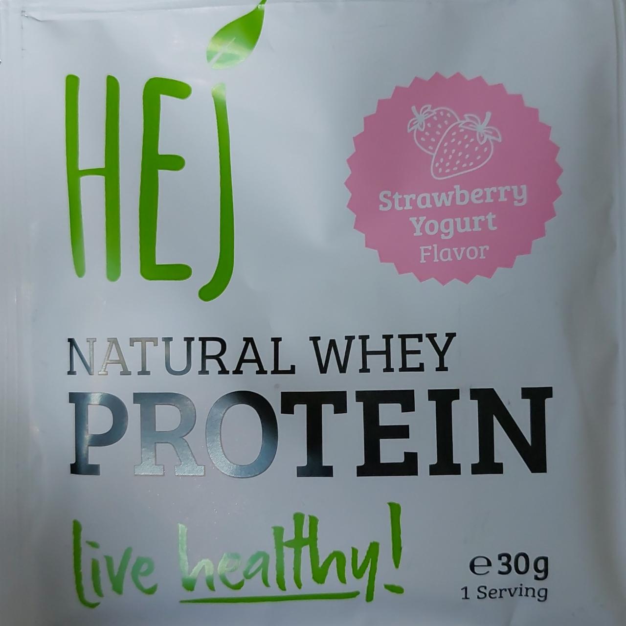 Fotografie - Natural Whey Protein Strawberry Yogurt Flavor Hej