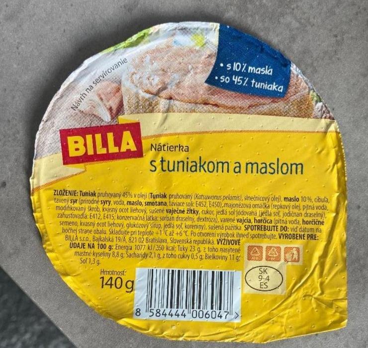 Fotografie - Billa Nátierka s tuniakom a maslom