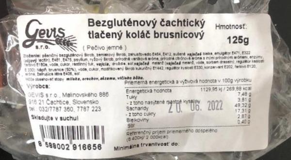 Fotografie - Bezgluténový čachtický tlačený koláč brusnicový Gevis