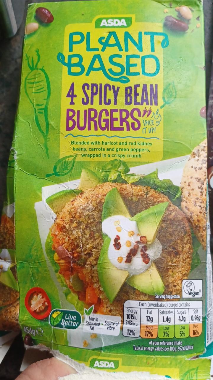 Fotografie - Asda plant based 4spicy bean burgers