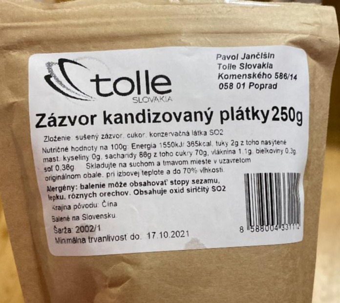 Fotografie - zázvor kandizovaný plátky tolle