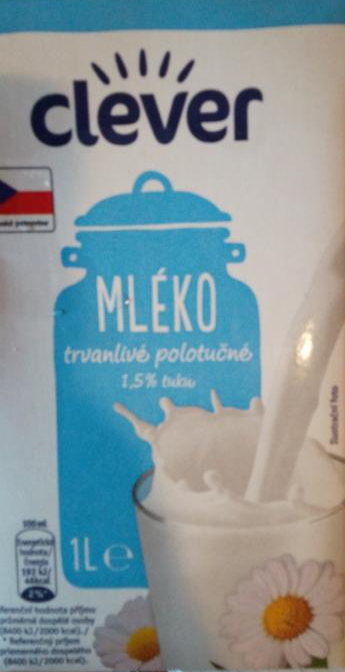 Fotografie - mlieko polotučné 1,5% Clever