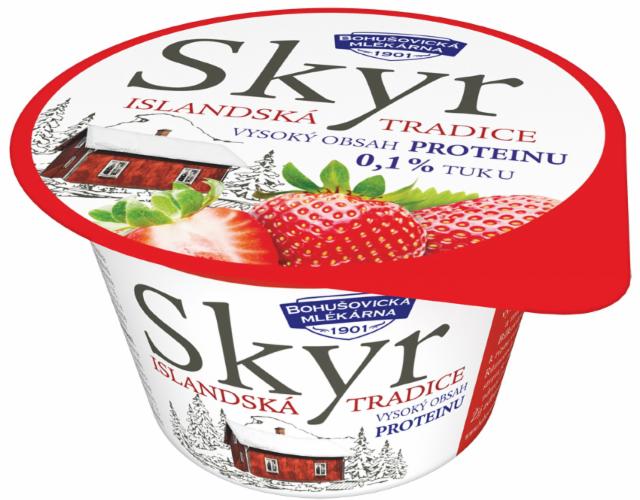 Fotografie - Skyr Islandská tradice 0,1% tuku Jahoda Bohušovická mlékárna