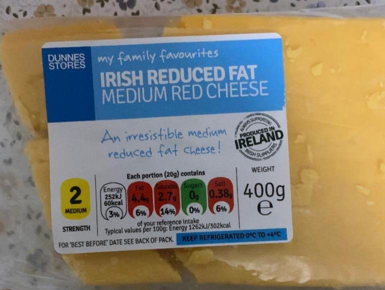 Fotografie - Irish Reduced Fat Medium Red Cheese Dunnes Stores
