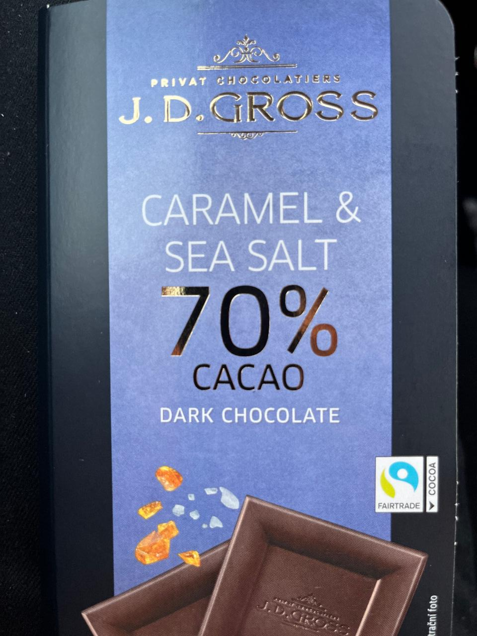 Fotografie - Dark Chocolate 70% cacao Caramel & Sea Salt J. D. Gross