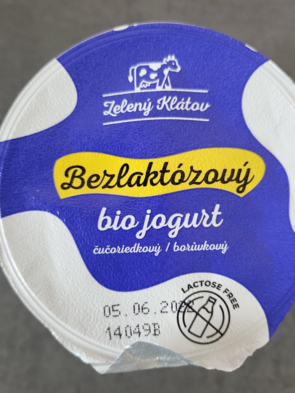 Fotografie - Zelený Klatov bezlaktózový bio jogurt čučoriedkový