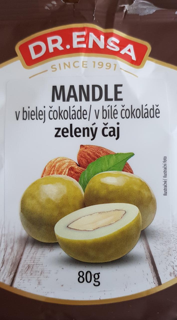 Fotografie - Mandle v bielej čokoláde zelený čaj 