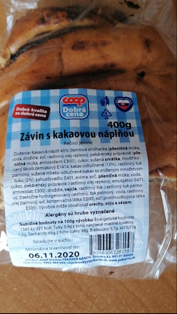 Fotografie - závin s kakaovou náplňou Coop