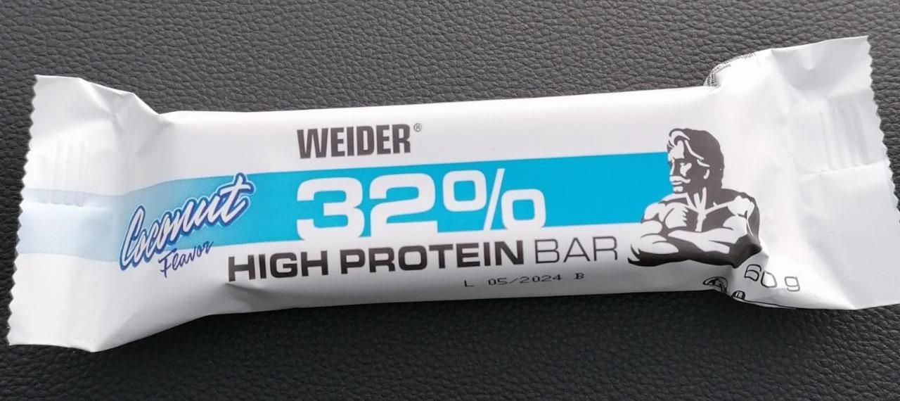 Fotografie - High Protein bar 32% Coconut Flavor Weider