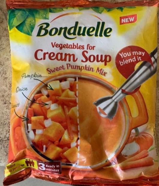 Fotografie - miešaná zelenina krémová polievka z tekvice vegetables for cream soup Bonduelle