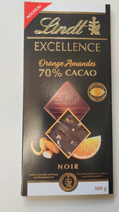 Fotografie - Excellence Orange Amandes 70% cacao Noir Lindt