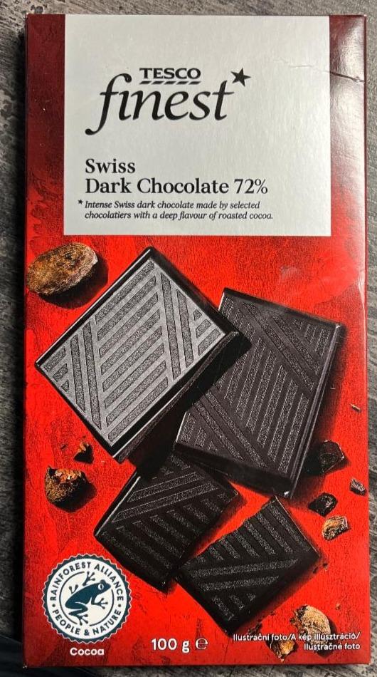 Fotografie - Swiss Dark chocolate 72% Tesco finest