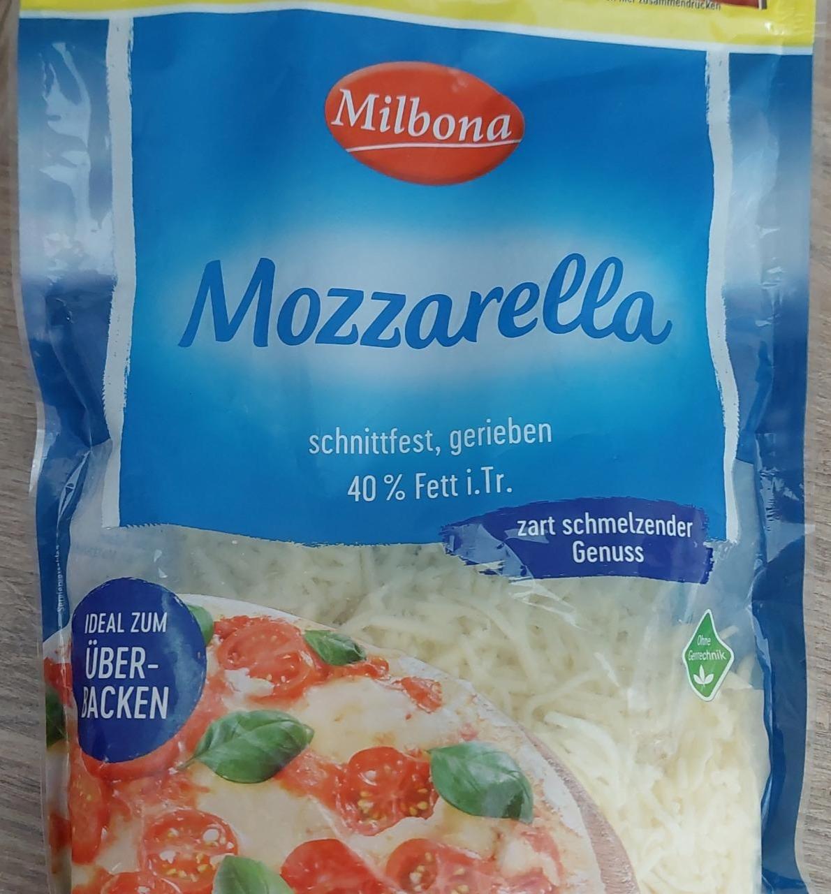 Fotografie - Mozzarella schnittfest, gerieben 40% Fett Milbona