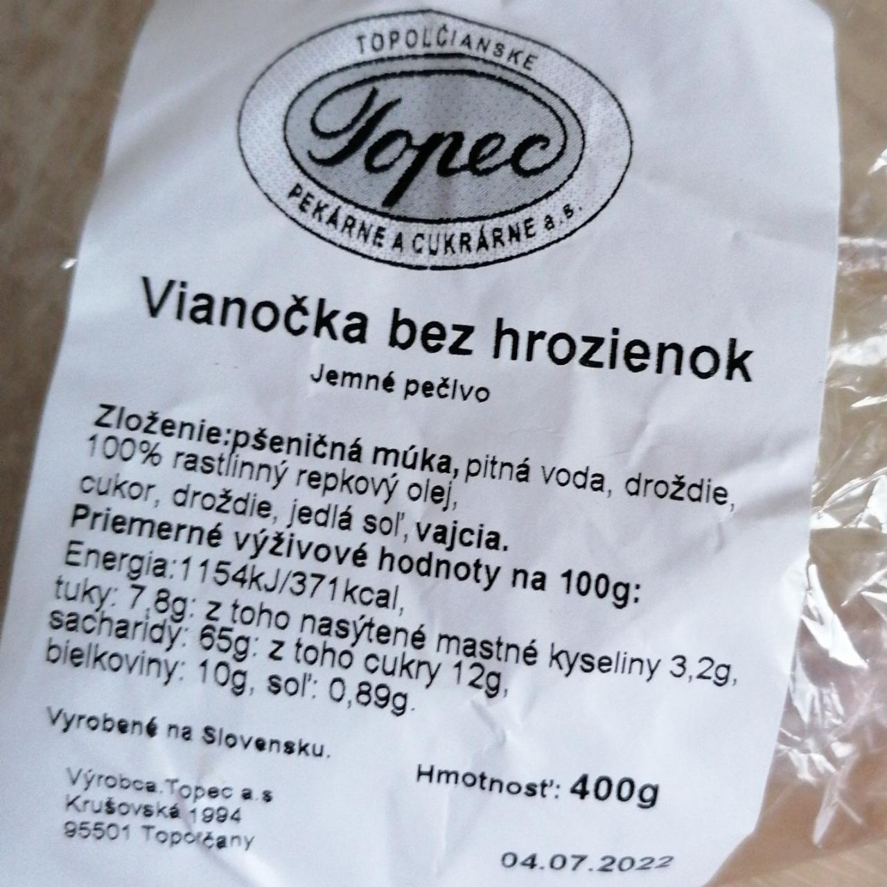 Fotografie - Vianocka bez hrozienok Topec