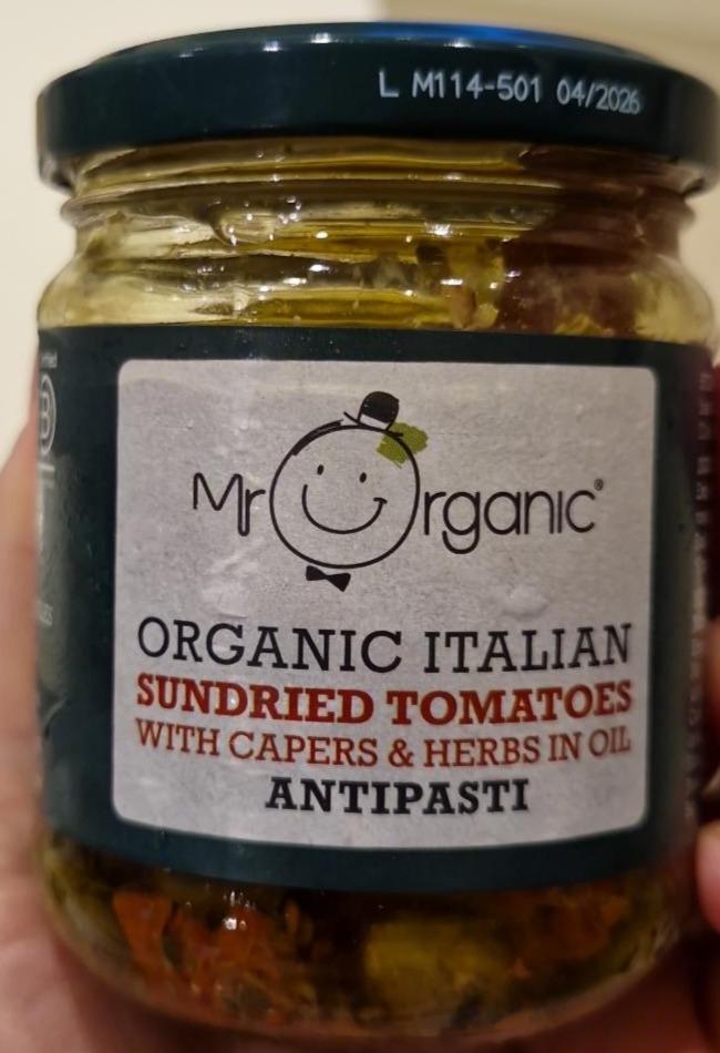 Fotografie - Organic Italian Sundried Tomatoes with Capers & Herbs in Oil Antipasti Mr Organic