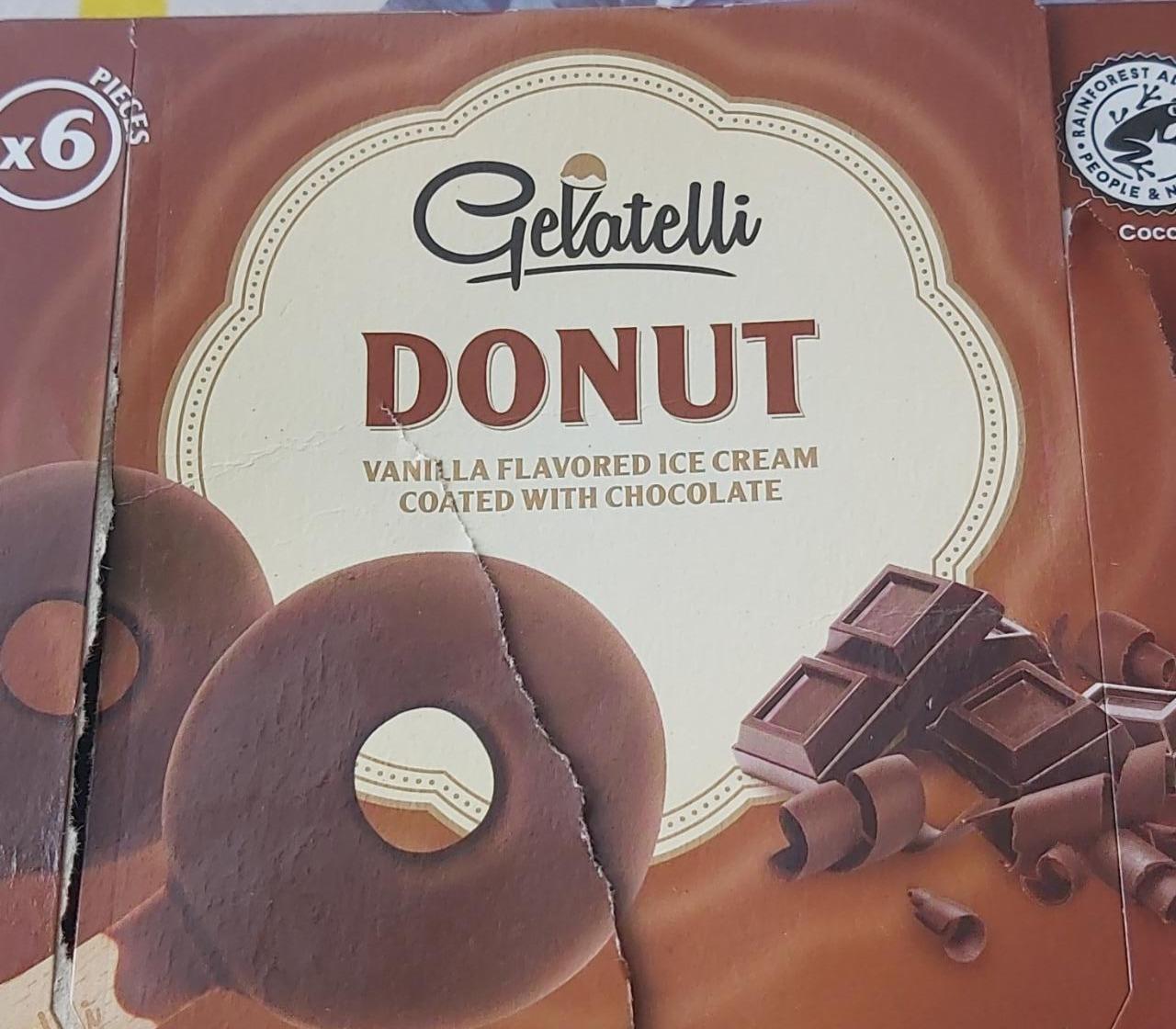 Fotografie - Donut Vanilla flavored Ice Cream coated with chocolate Gelatelli