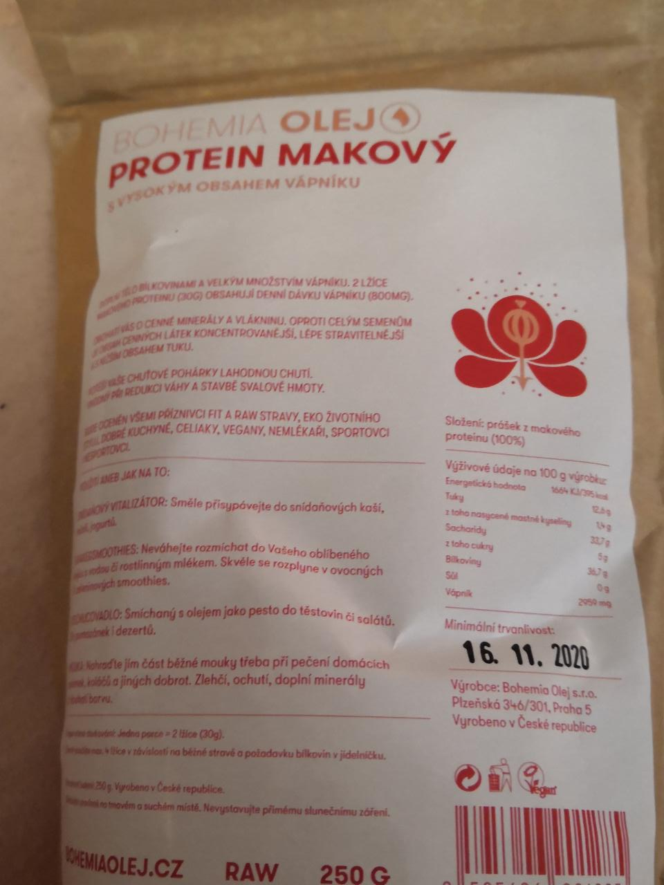 Fotografie - Protein makový raw Bohemia Olej
