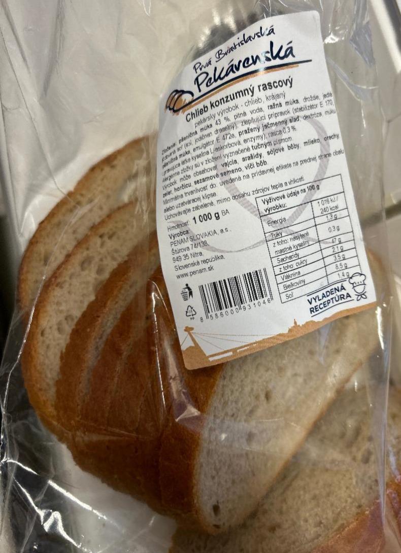 Fotografie - Chlieb konzumný rascový Prvá Bratislavská Pekárenská