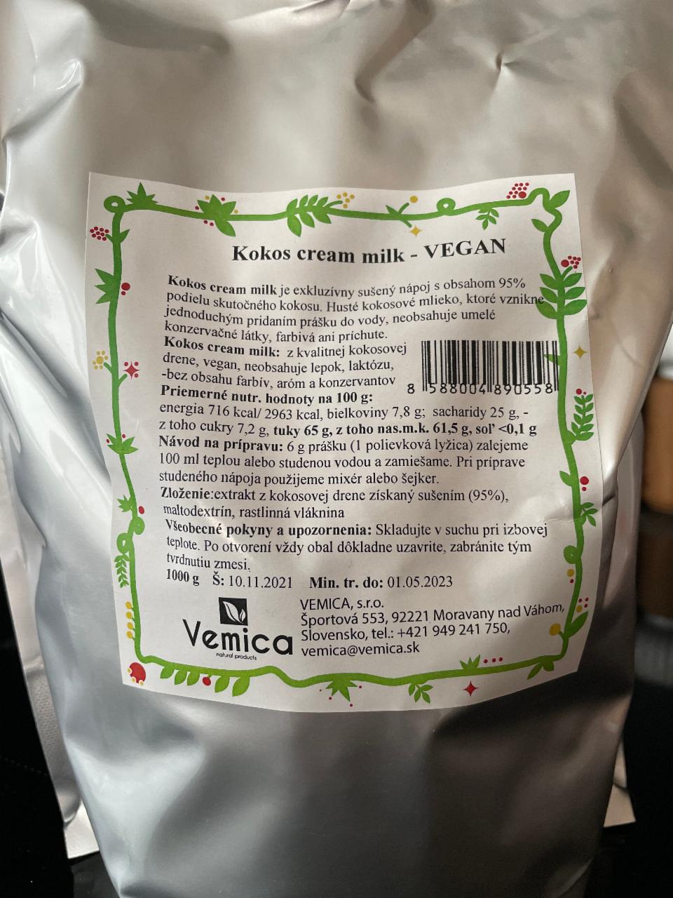 Fotografie - Kokos cream milk - Vegan Vemica