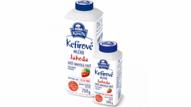 Fotografie - Kefírové mlieko jahoda 1,3% tuku Kunín