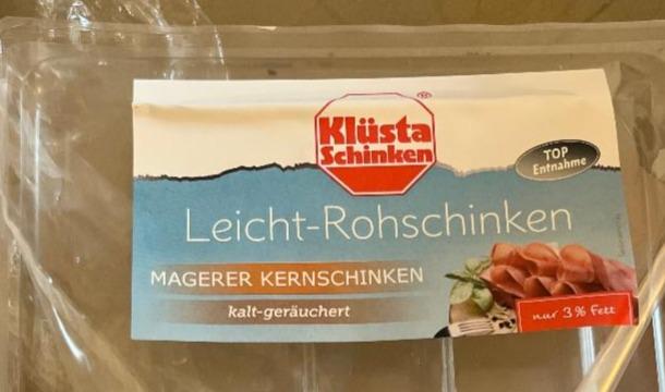 Fotografie - Leicht-Rohschinken Magerer Kernschinken geräuchert 3% fett Klüsta Schinken