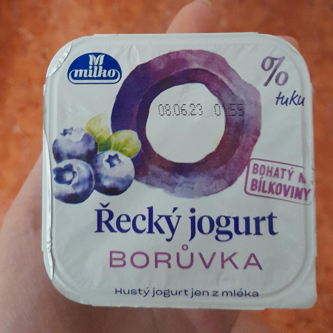 Fotografie - Řecký jogurt borůvka 0% tuku Milko