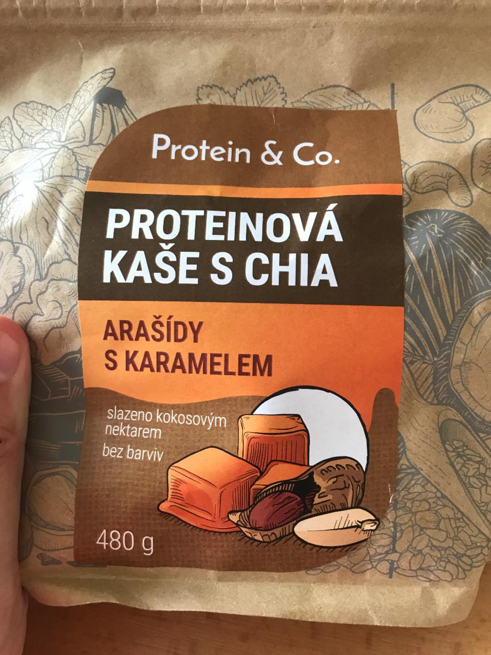 Fotografie - Proteinová kaše s chia Arašídy s karamelem Protein & Co.