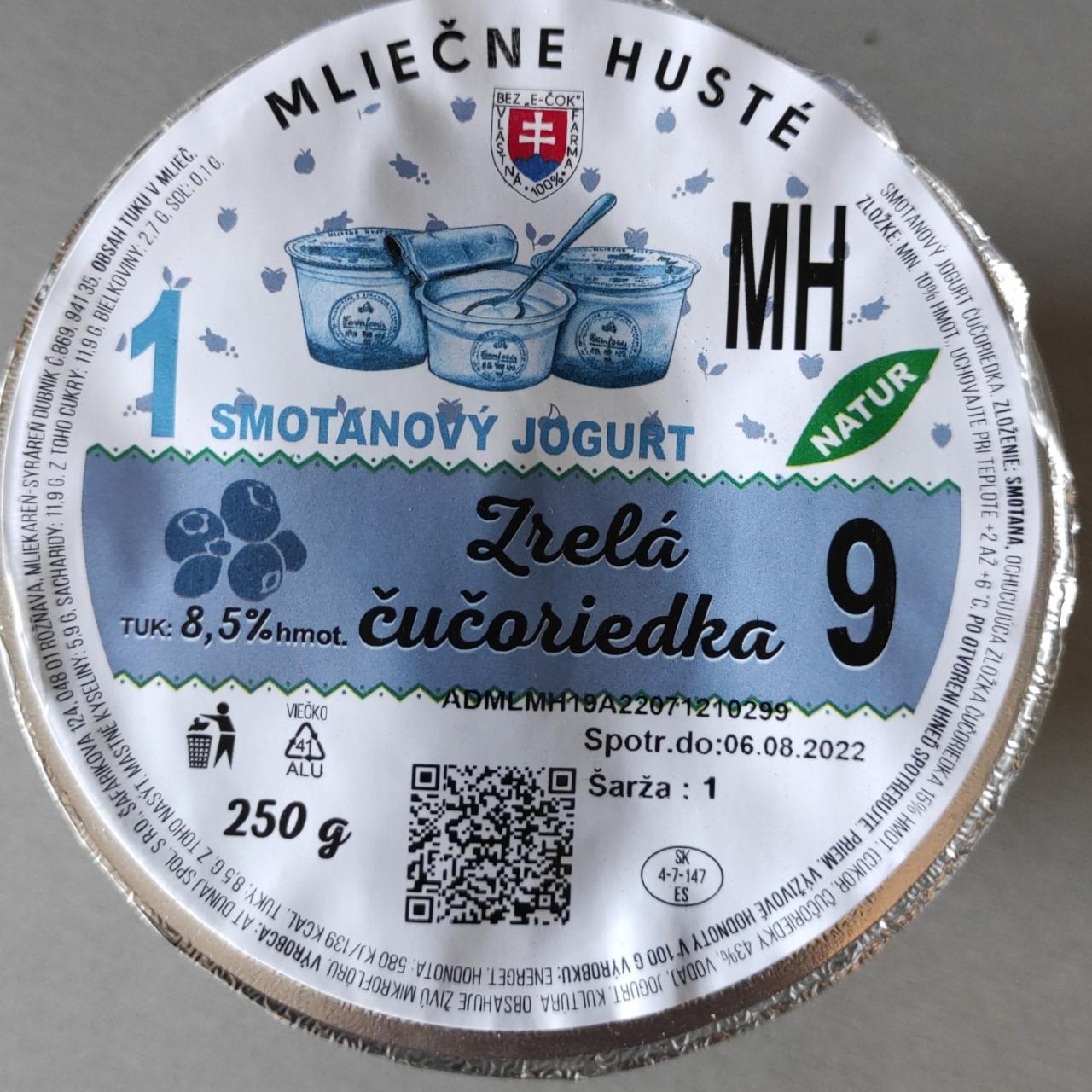 Fotografie - Smotanový jogurt Zrelá čučoriedka MH