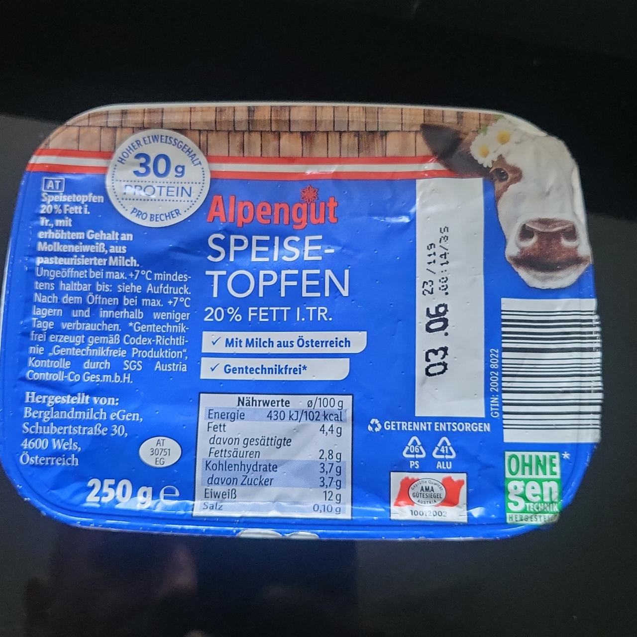 Fotografie - Speisetopfen 20% Fett Alpengut