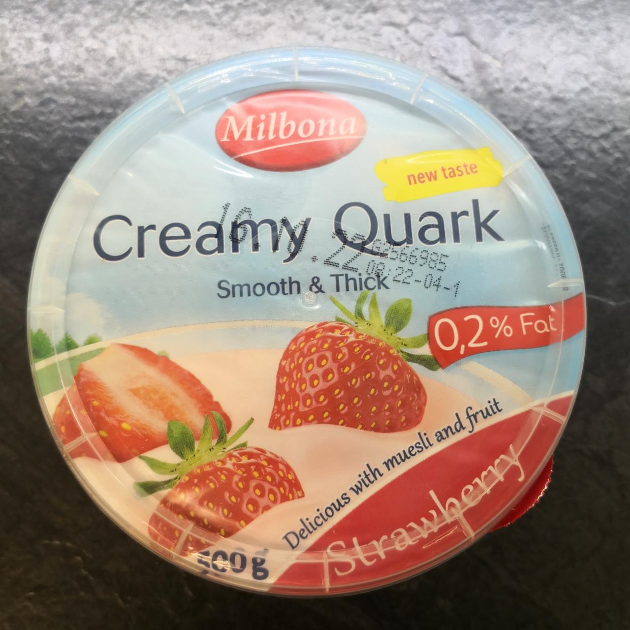 Fotografie - Creamy Quark 0,2% Fat Strawberry Milbona