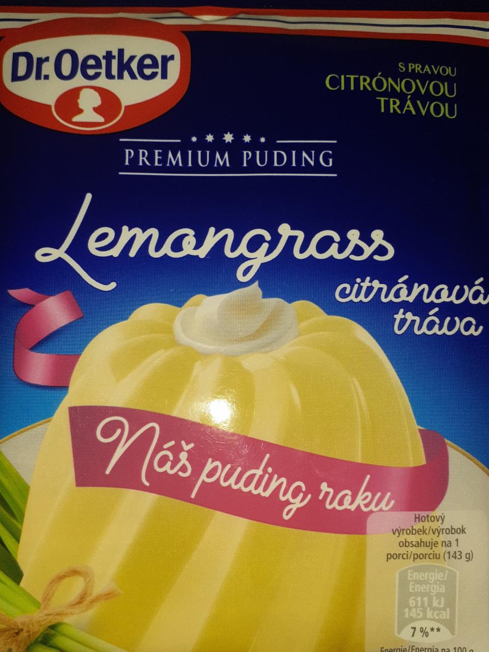 Fotografie - Lemongrass citrónová tráva Premium puding Dr.Oetker (hodnoty pre hotový výrobok)