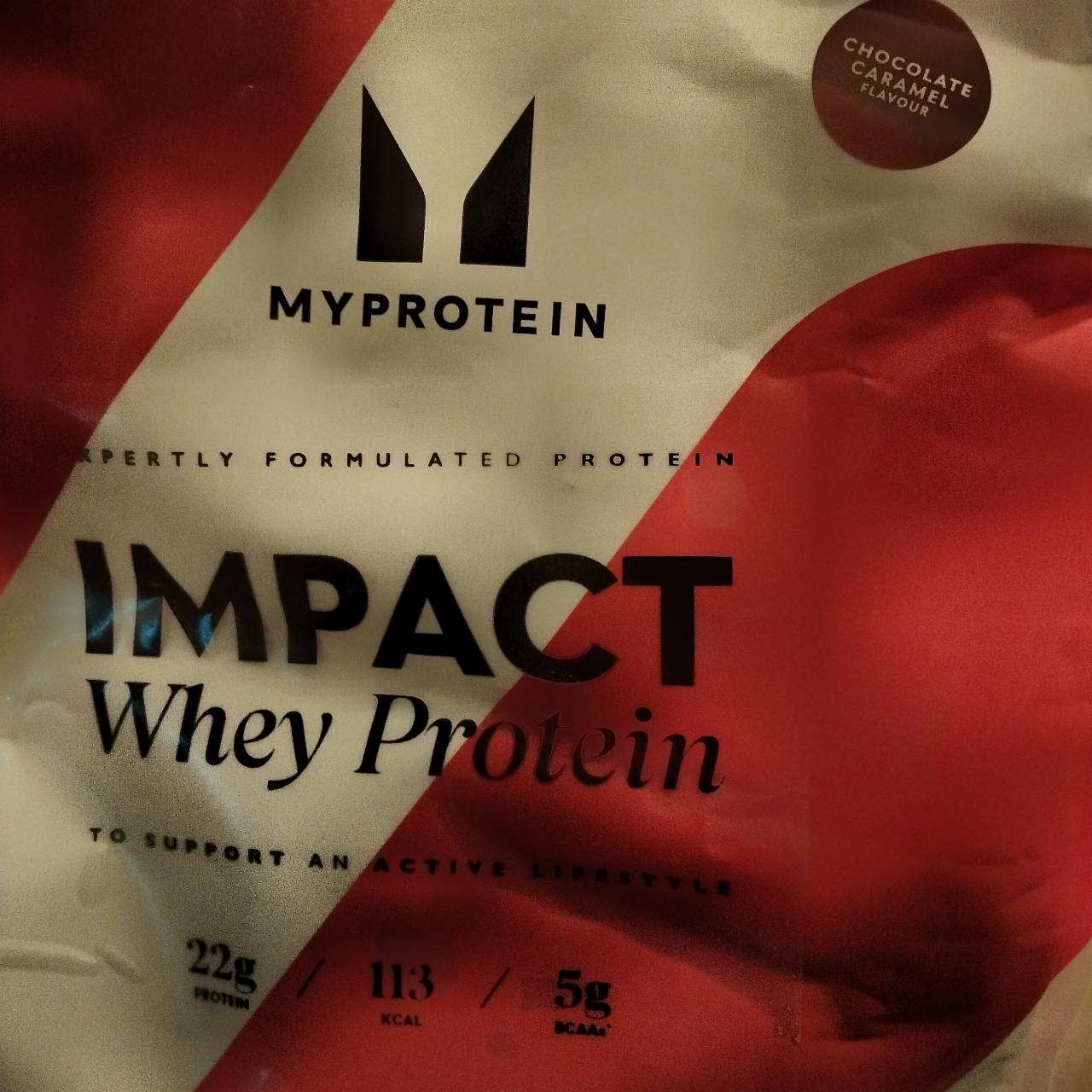 Fotografie - impact whey protein chocolate caramel Myprotein