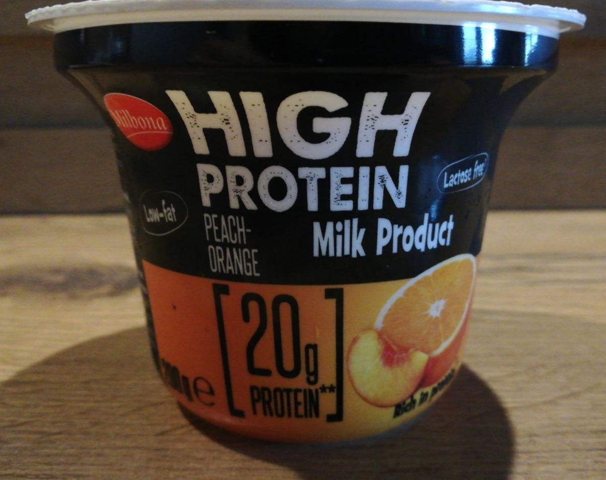 Fotografie - High protein Milk product Peach - Orange Milbona