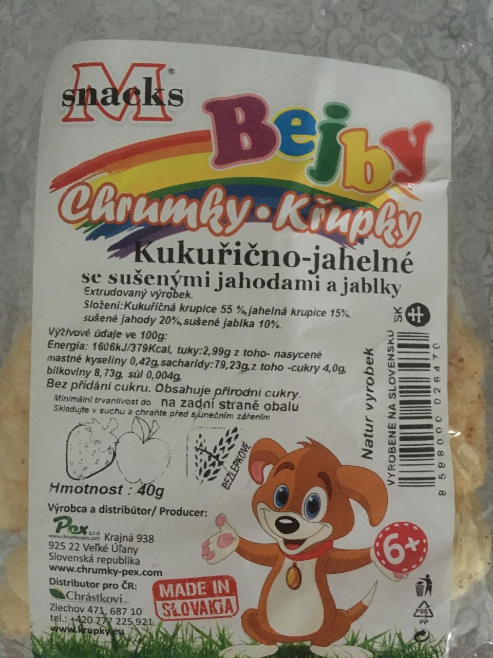 Fotografie - Bejby Křupky kukuřično-jahelné se. sušenými jahodami a jablky M Snacks