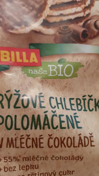 Fotografie - Ryžové chlebíčky polomáčané v mliečnej čokoláde Billa Naše BIO