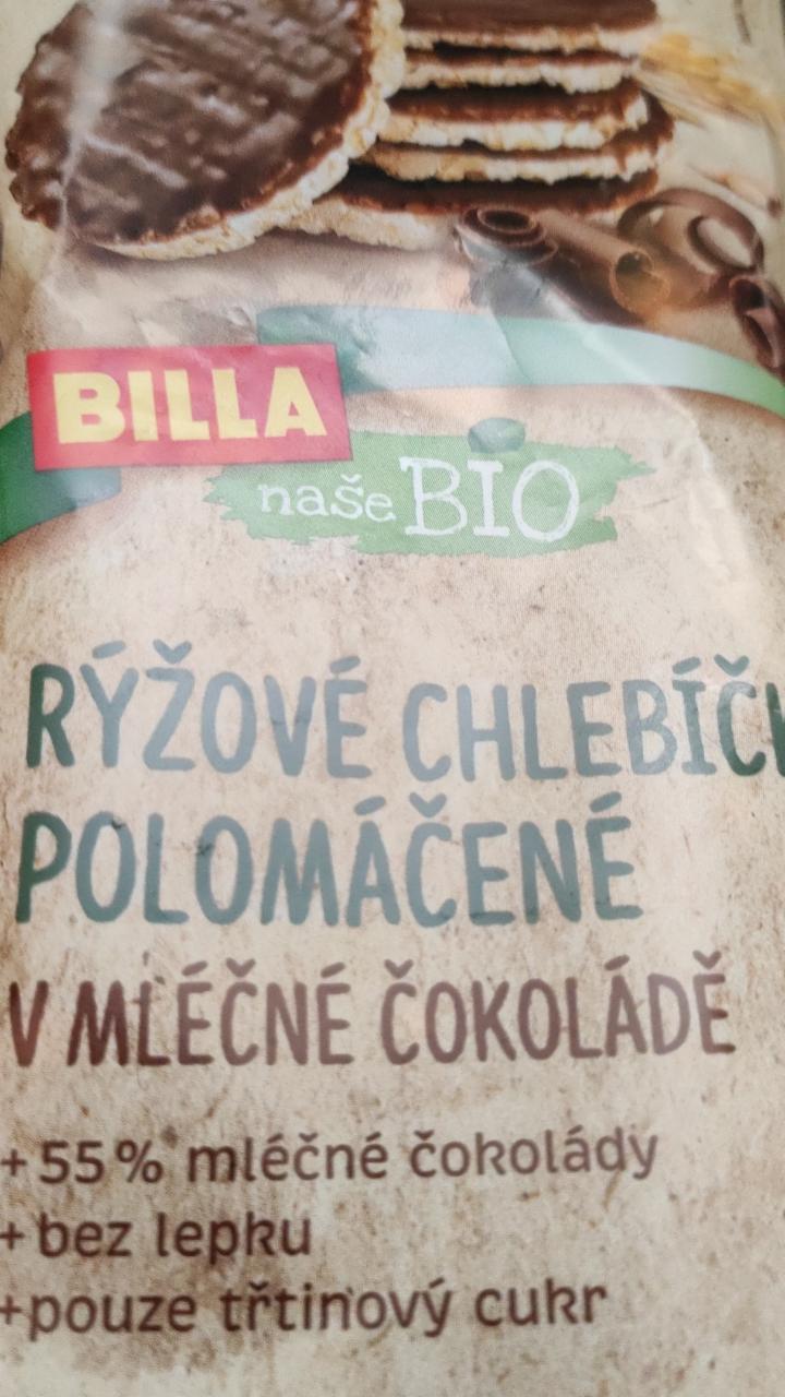 Fotografie - Ryžové chlebíčky polomáčané v mliečnej čokoláde Billa Naše BIO