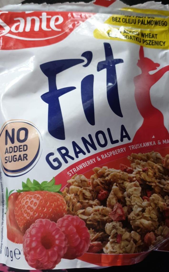 Fotografie - Fit Granola No added sugar Strawberry & Raspberry Sante