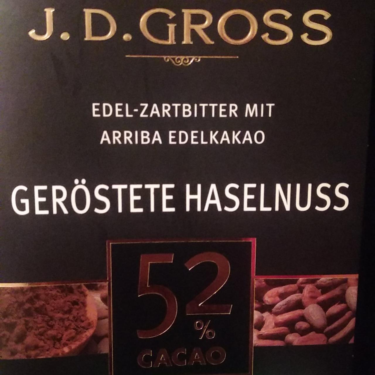 Fotografie - Edek-Zartbitter mit Arriba Edelkakao Gerostete haselnuss 52% Cacao J.D.Gross