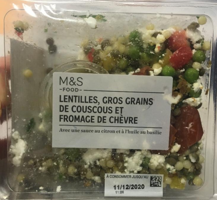 Fotografie - Lentilles, gros grains de couscous et fromage de chévre M&S Food